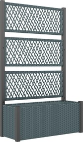 Outsunny Jardinieră înaltă cu spalier în aspect rattan, ghiveci cu suport pentru cățărătoare 90 x 35 x 148 cm Gri închis | Aosom Romania