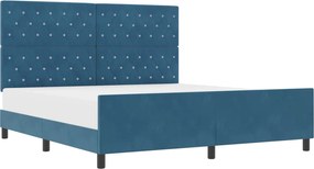 vidaXL Pat cu arcuri cu headboard Albastru închis 180 x 200 cm Catifea