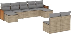 vidaXL Set canapele de grădină, 9 piese, cu perne, bej, poliratan