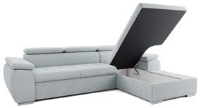 Colțar extensibil în L PADUA, cu spațiu de depozitare, gri, pe partea dreaptă