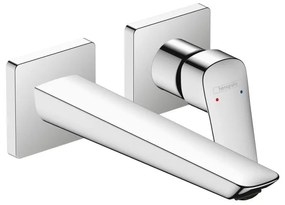 Baterie lavoar Hansgrohe Logis Fine, 1/2'', montare pe perete, si pipa 205 mm, necesita corp ingropat, crom - 71256000