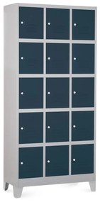 Dulap metalic - 15 cutii, 90 x 40 x 195 cm, picioare fixe, încuietoare cilindrică, antracit - ral 7016