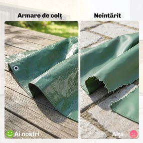 Outsunny Prelată Exterioară Impermeabilă 6x4 m, Prelată din PE cu Ochiuri Reîntărite, Rezistentă la UV pentru Mobilier de Grădină, Sere, Lemn de Foc, Verde | Aosom Romania