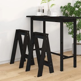 vidaXL Scaune, 2 buc., negru, 40x40x75 cm, lemn masiv de pin
