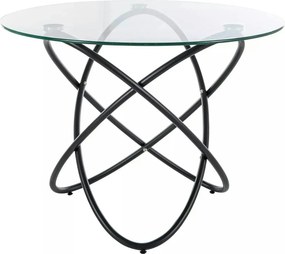 Masa ORBIT, transparent/negru, sticla/metal, 100x75 cm