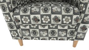 Fotoliu cu taburet, material textil în stilul patchwork N1, ASTRID