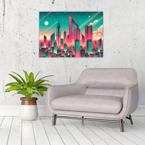 Tablou pe sticlă – Metropolă în stil pop-art (70x50 cm)