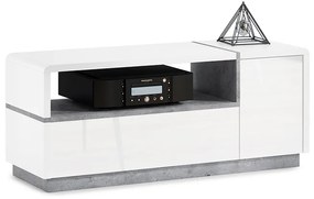 Mazzoni Set de mobilier FOLK Luciu Alb/Mat + Beton Millenium - MOBILIER MODERN PENTRU CAMERA DE ZI CU COMODĂ MIC TV