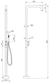 Colona de dus montat pe pardoseala, pentru gradina sau baia ( interior exterior )