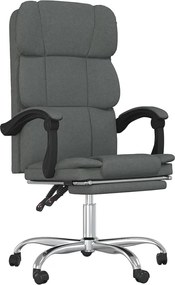 vidaXL Fotoliu de birou rabatabil, gri închis, textil