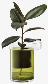 Ghiveci de flori cu auto-irigare Balcony, î. 27 cm, Ø 22 cm, transparent/verde măsliniu - LSA international