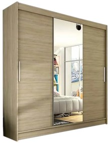 Supermobel Dulap dormitor cu uși glisante ASTON cu oglindă, 250x215x58, Sonoma