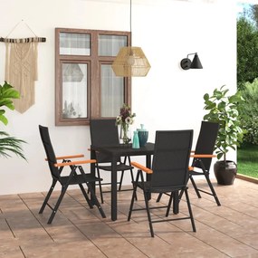 3060083 vidaXL Set mobilier de grădină, 5 piese, negru și maro