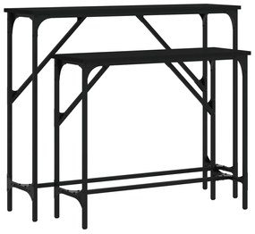 vidaXL Măsuțe console, 2 buc., negru, lemn compozit