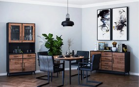 Bufet lemn masiv Timeless 2 Corpuri 2 Sertare 4 Uși 98x45/35x190 cm Negru