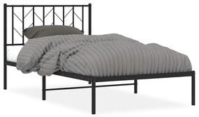 374432 vidaXL Cadru de pat din metal cu tăblie, negru, 100x200 cm