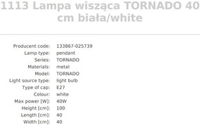Pendul design modern Tornado alb