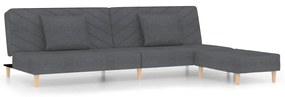 3081808 vidaXL Canapea pat cu 2 locuri, cu 2 perne&taburet, gri închis, textil