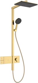Coloana de dus cu baterie termostatata Hansgrohe Raindance Alive Q para cu 3 functii finisaj auriu lucios