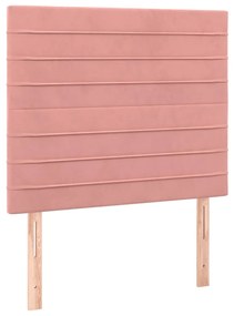 Pat box spring cu saltea, roz, 80x200 cm, catifea Roz, 80 x 200 cm, Benzi orizontale