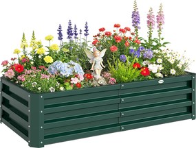 Outsunny Pat de Gradina Galvanizat Inaltat pentru Cultivare Legume Flori Plante Aromatice Cutie de Plantare Metalica Verde 120x90x30cm | Aosom Romania
