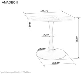 Masa rotunda de dining AMADEO II 90x90 cm, decor nuc