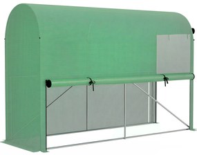 Outsunny Seră de grădină PE, seră de balcon, folie consolidată 140 g/m², structură din oţel, uşă pliabilă cu fermoar, pentru legume plante flori, interior şi exterior, 300 x 100 x 200 cm, verde | Aosom Romania