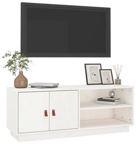 Comoda TV, alb, 105x34x40 cm, lemn masiv de pin Alb, 1