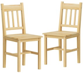 HOMCOM Set de 2 scaune de sufragerie din lemn Scaune de bucătărie cu spătar cu șipci, șezut generos, lemn natural | Aosom Romania