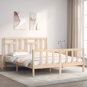 3193151 vidaXL Cadru de pat cu tăblie, 160x200 cm, lemn masiv