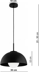 BRILAGI - Lustră pe cablu COSMO 1xE27/60W/230V Ø 30 cm neagră
