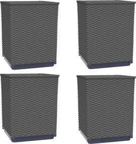 vidaXL Jardiniere, 4 buc., negru, 30x30x37 cm, polipropilenă