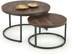 Set 2 masute cafea JAVA, nuc/negru