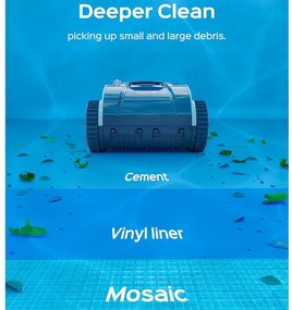 Robot cuaratre piscine fara fir Wybot Osprey 700 (X100), Li-Ion 8800 mAh, Pana la 80 m°, Autonomie pana la 110 minute, Auto-revers, Auto-parcare, Alb/Negru