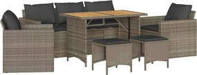 vidaXL Set mobilier grădină cu perne, 6 piese, gri, poliratan