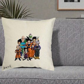 Perna Personalizata Dragon Ball Z Grup Complet, 40x40 cm, Ecru, Husa Detasabila, Perna Inclusa, BEKZ®
