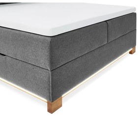 Pat boxspring gri cu spațiu de depozitare 160x200 cm Messina – Meise Möbel