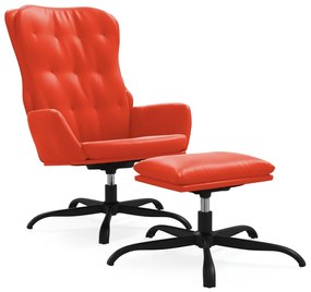 3097683 vidaXL Scaun de relaxare cu taburet, roșu, piele ecologică