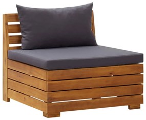 Set mobilier gradina cu perne, 8 piese, gri inchis, lemn acacia Morke gra, 3x colt + 2x mijloc + suport pentru picioare + masa, 1