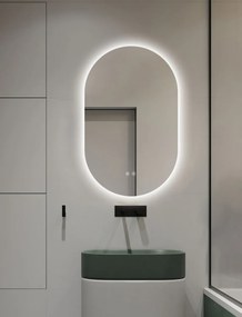 Oglindă Baie LED și Dezaburire Elit's Premium cu Senzor Touch, Lumina Rece, Caldă și Neutră, 50x100cm,Iluminare spate