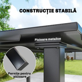 Outsunny Masă de Dining pentru Exterior pentru 4 Persoane, Masă Dreptunghiulară de Grădină cu Blat din HDPE și Cadru Metalic, Neagră | Aosom Romania