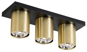Plafoniera moderna cu spoturi neagra cu auriu cu 3 lumini - Tubo