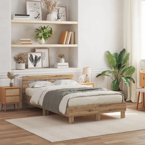 vidaXL Cadru de pat din lemn Stejar handmade Lemn solid de stejar
