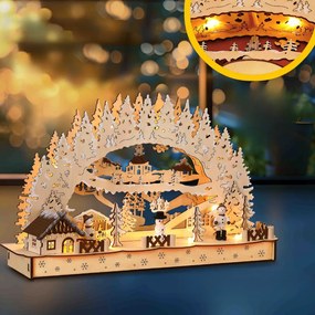 Monzana Arc LED de Crăciun CLEMENT, 45x12,5x28cm, maro natural