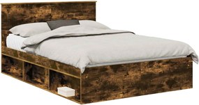 vidaXL Cadru de pat Stejar fumuriu 150 x 200 cm Lemn compozit