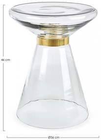 Masuta de cafea transparenta/aurie din sticla si metal, ∅ 36 cm, Azmin Bizzotto