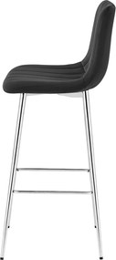 Scaun de bar POZZA VELVET cu picioare argintii, negru