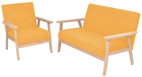 vidaXL Set cu canapea, 2 piese, material textil, galben