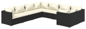 3102751 vidaXL Set mobilier de grădină cu perne, 8 piese, negru, poliratan