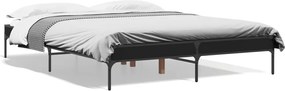 vidaXL Cadru de pat, negru, 140x200 cm, lemn prelucrat și metal